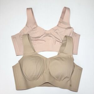 Honeylove Women's  Pullover Wide Strap V-Neck Wireless Soft Form Bra Size 1X Tan
